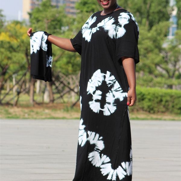 

dashikiage black cotton soft textured comfortable dress with a big scarf y200805, Black;pink