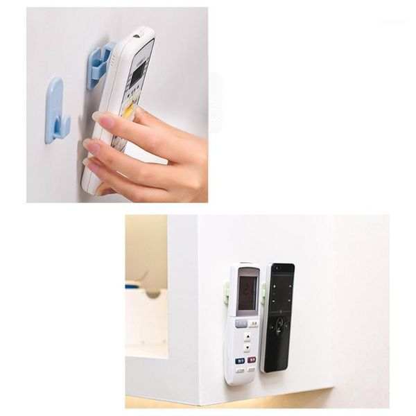 

hooks & rails 2pcs sticky set tv air conditioner remote control key wall storage holder multifunction hook mu1