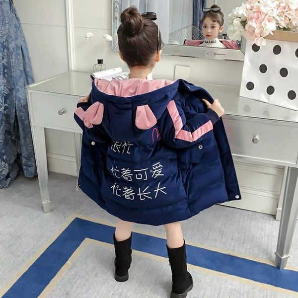 

girls' winter 2020 new korean version of children's foreign style and down cotton padded clothes for, Blue;gray