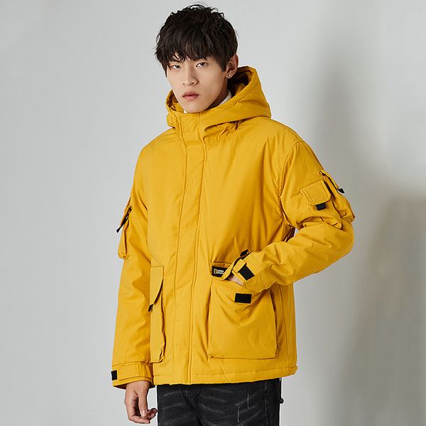 

2020 new fashionable winter thick parka men with hood warm jacket, Black