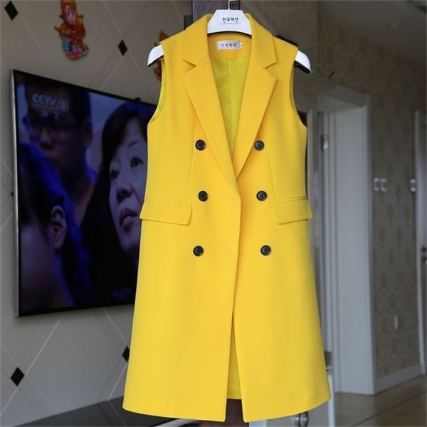 

double breasted modis medium-long vest women slim colete feminino 3colors s-3xl spring and autumn new arrival 201211, Black;white