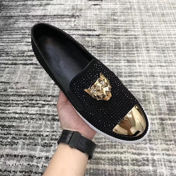 

new big size shoes men slip on men's loafers luxury casual fashion trend brand men's shoes wedding shoes t200323, Black