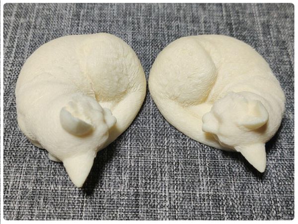 

get 2 pieces (pair)sleeping cat lazy cats ivory fruit powder suppress statues decoration toy tea pet cat sculpture healing lovers