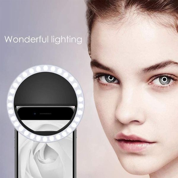 

10pcs universal mini led selfie ring light portable circle clip-on makeup fill light usb selfie ring lamp for all mobile phones