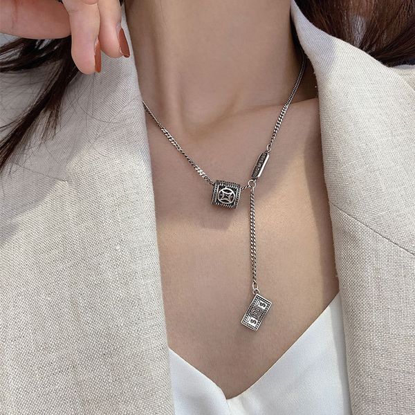 

925 pure fortune rolling abacus necklace women's net red luxury niche clavicle thai silver sweater chain