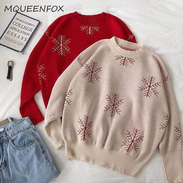 

autumn winter casual knitted sweater femme 2019 fashion o-neck long sleeve women pullover snow christmas sweaters women jumpers1, White;black
