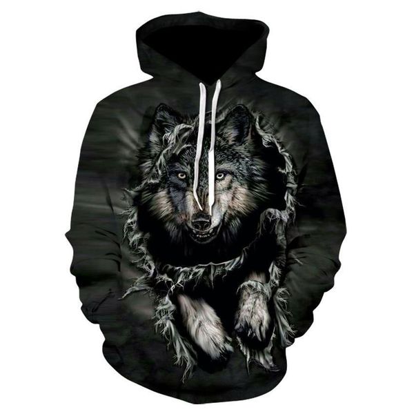 

fashion men wolf animal 3d printed hooded black hoodies men women funny sweatshirts harajuku hoody long sleeves clothes