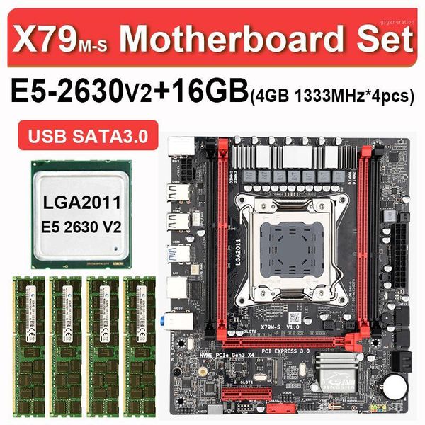 

tablet pc motherboards jingsha x79 m-s motherboard set usb 3.0 with xeon lga2011 e5 2630 v2 cpu 4x4gb=16gb 1333mhz ddr3 ecc reg memory m.2 s