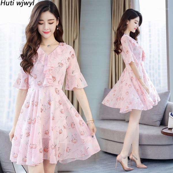 

2020 vintage 3xl plus size pink print beach dresses summer chiffon boho mini sundress women bodycon elegant party vestidos1, Black;gray