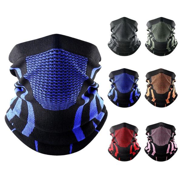

winter hiking tube scarf face bandana thermal ski mask printed sport cycling neck warmer cover gaiter women men breathable masks, Black