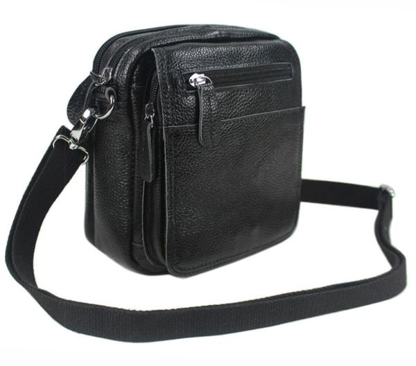 

100% men's genuine courage bag messenger for leather man, Black;red