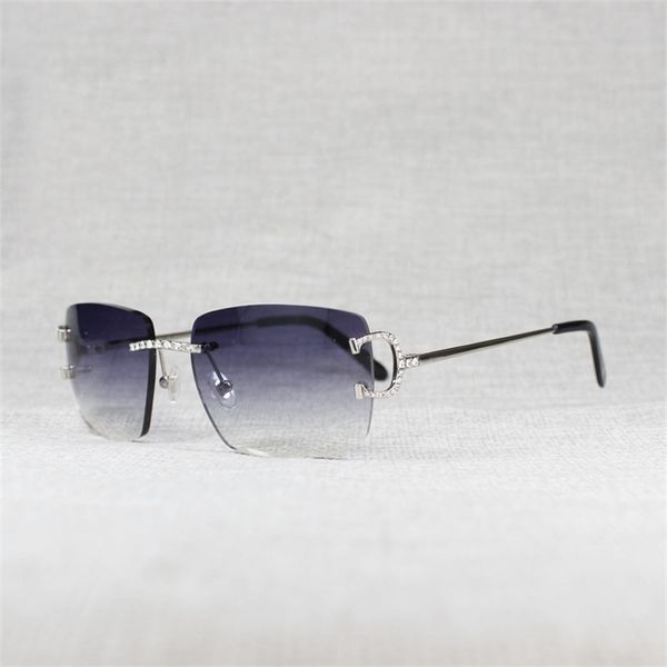 

rhinestone wire rimless oval sunglasses men stone metal frame square shades for women summer club oculos eyewear factory wholesale, White;black