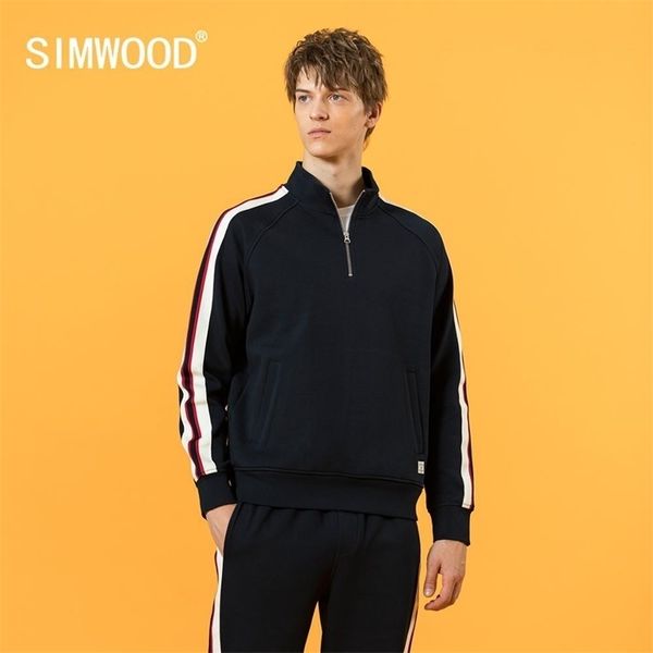 

simwood webbing-trimmed hoodies men fashion jogger gym sweatshirts plus size autumn winter new 390g thick tracksuits sj130922 201114, Black