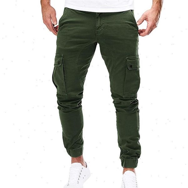 

sport pants men fitness men pure color pocket overalls casual pocket sport work casual trouser pants cargo pants men, Black