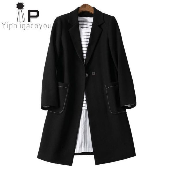 

england style black windbreaker women 2020 autumn fashion thin office lady long trench coat for women slim overcoat, Tan;black