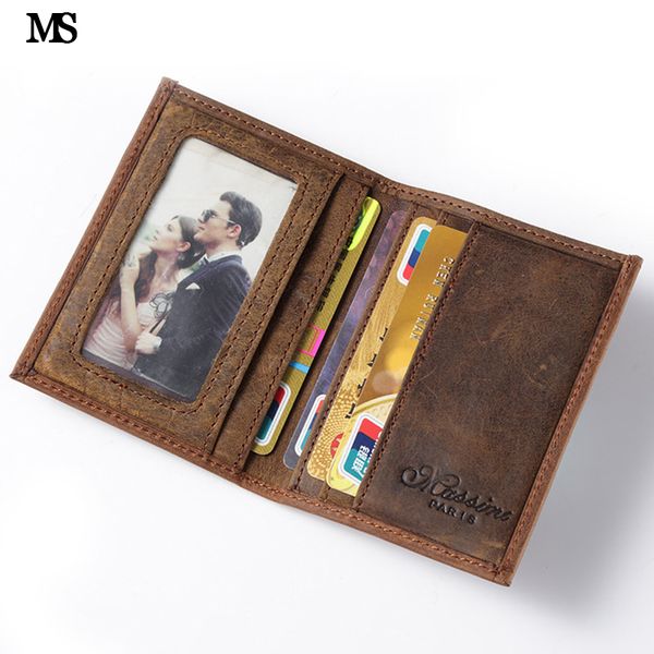 

ms men rfid crazy horse genuine leather slim wallet business casual credit card id holder money card holder purse brown k100 lj200907, Brown;gray