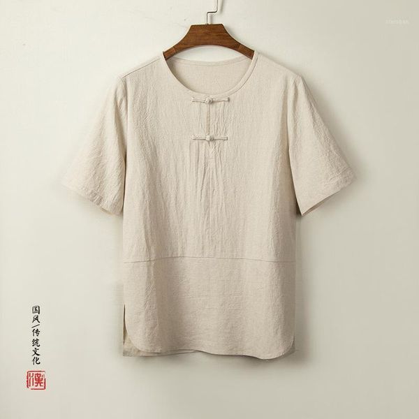 

tradictional chinese for men cotton linen short sleeve chinese style t shirts tai chi clan clothing cn-1751, Red