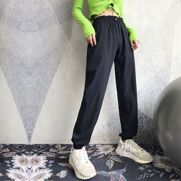 

sportswomen's women 2021 new quick-dry female slacks bundle elastic feet solid jog ladies'pants without sewing hare pants 24mq, Black;white