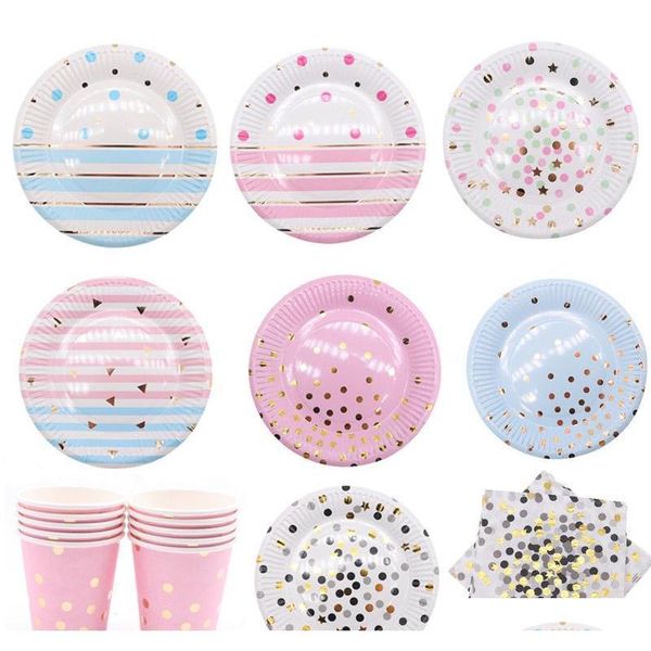 

disposable dinnerware colorful gold disposable tableware plate cup napkins star for baby birthday party wedding decoration klmnz