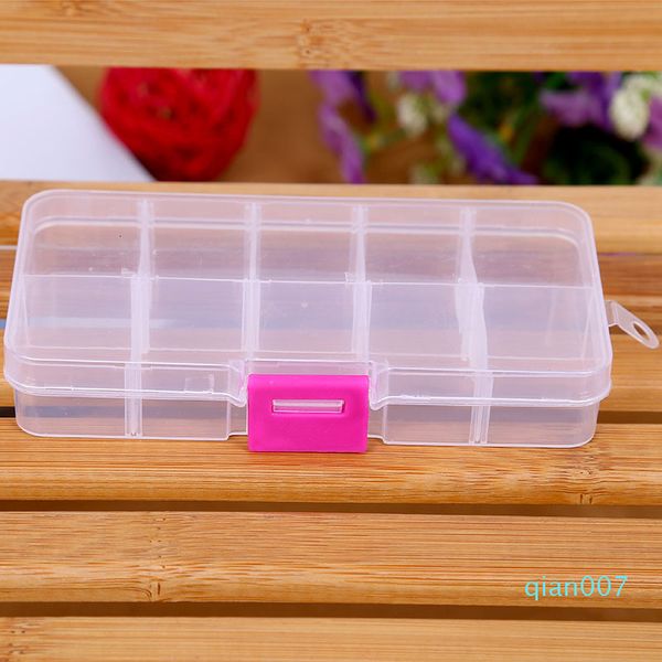 

small 12.8*6.5*2.1cm 10 compartment plastic clear storage box for jewelry earrings toys container elh0380bd7