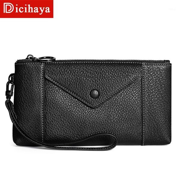 

wallets dicihaya soft genuine leather wallet women's coin purse phone bag multi-card bit card holder contrast color billetera1, Red;black