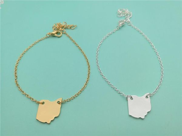 

charm bracelets cute ohio map outline oh state america usa for hometown souvenir gifts, Golden;silver