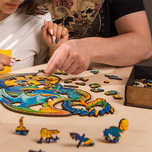 Wholesale de madeira puzzle A5 adullt kid brinquedo educativo forma única serra de vaivém peças criativas jogos para crianças Envio por Air A12