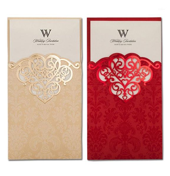 

50x screen printing & bronzing gold laser cut wedding invitations, baby shower party birthday invitation marriage with envelopes1