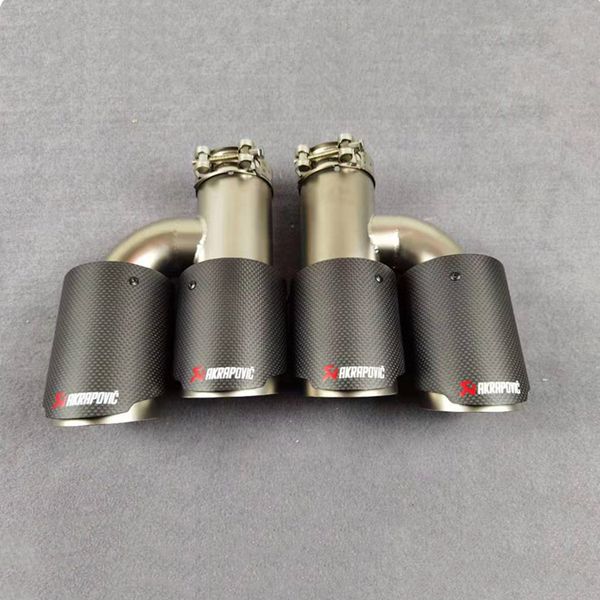 

h model for akrapovic matte stainless steel muffler tip exhaust pipe car universal matte carbon fiber nozzles 1 pair