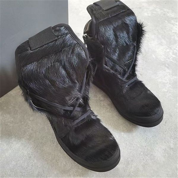 

high 2022sstpu sole fur horsehair genuine leather rock boot geobasket exclusive limited trainer lace up luxury handmade boots, Black
