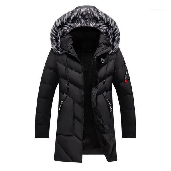 

new brand men jackets casual cotton thick men 's fashion hooded jacket solid color coat winter jacket parka clothing1, Black