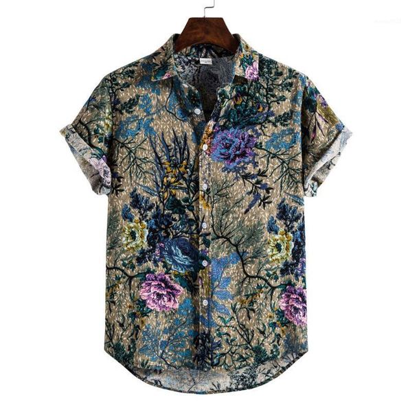 

men's casual shirts camisa mens hawaiian shirt 2021 summer ethnic short sleeve cotton linen men blouse streetwear chemise homme h1, White;black