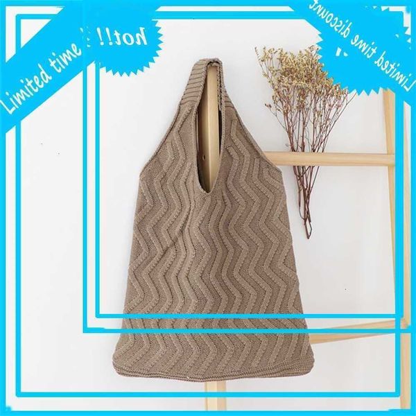 

korean autumn and winter chic shopping mori series versatile knitted vest casual personality hand-held wool bag