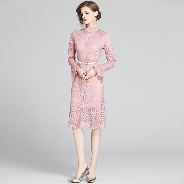 

luxury long sleeves bandage pink lace dress ropa mujer verano runway christmas party dress sukienki letnie cute elegant dresses1, White