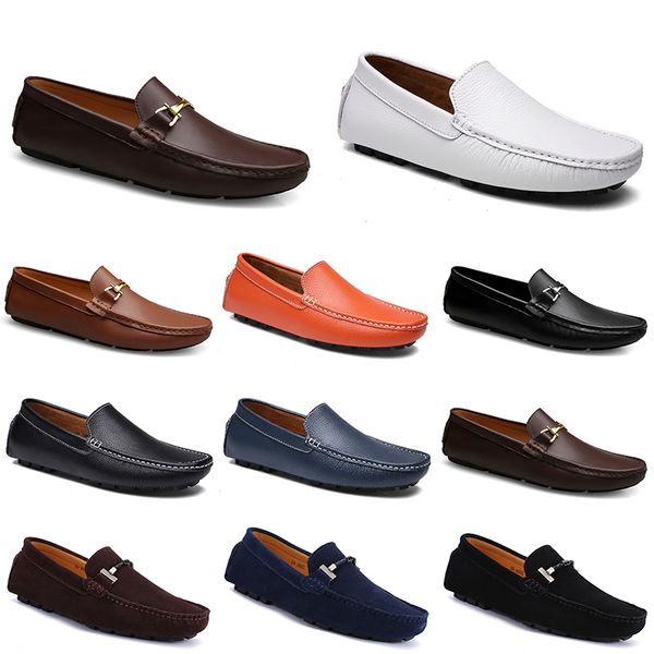 

fashions leather doudou men casual driving shoes breathable soft soles light tan blacks navy white blue silver yellow grey footwear all-matc, Black