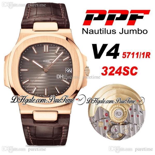 

2020 ppf 5711/1r 324sc 324cs automatic mens watch steel case champagne gold dial brown leather strap 40mm edition ptpp puretime po05e, Slivery;brown