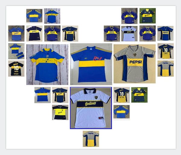 

1997 98 retro classic boca juniors 2001 boca junior retro soccer jersey #10 roman #9 palermo diego maradona riquelme football shirts, Black;yellow
