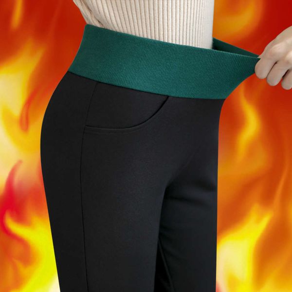 

thickened plush clothes for women's new winter wear waist and large size women jeans denim leather leggings trousers black milk