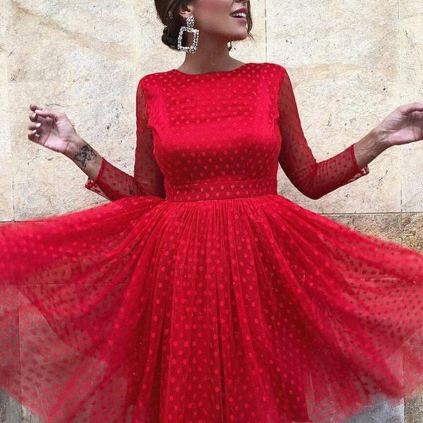 

elegant woman's dresses o-neck polka dot mesh lace party club dress nightwear backless three quarter sleeve female robe vestidos1, Black;gray