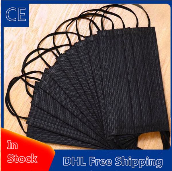 

factorys27gdisposable dhl 3-layer black protection mask with earloop mouth face sanitary outdoor masks con