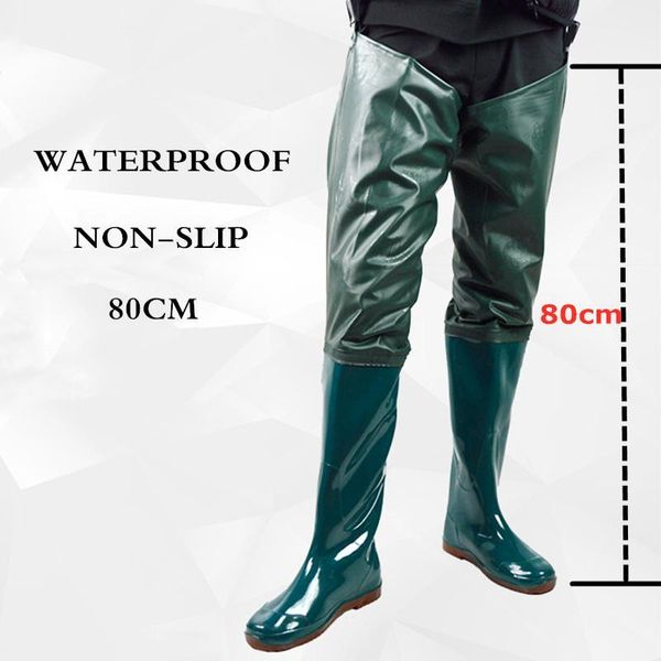 

outdoor pants wading with shoes men women underwater work long tube waterproof fishing pvc trousers rain boots1, Black;green