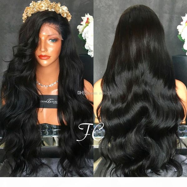 

silk top полный парик шнурка с ребенком волос девственницы бразильская объемная волна шелк база фронта шнурка человеческих волос парики для, Black;brown