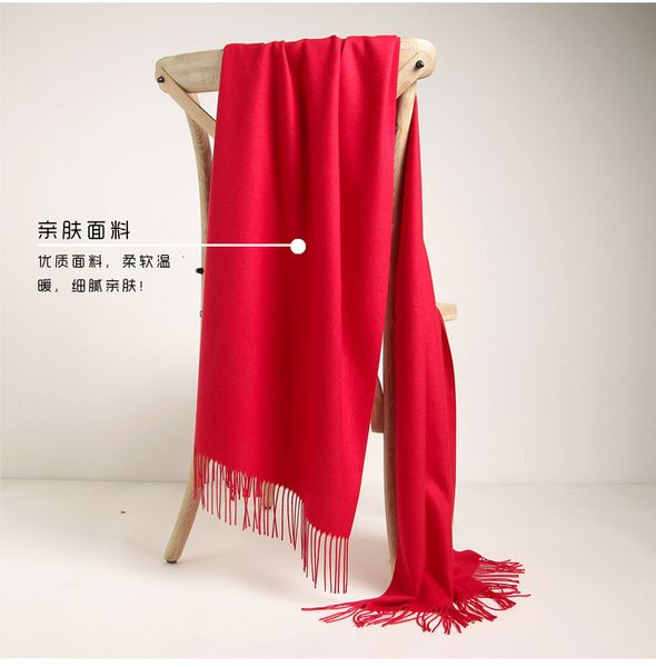 

autumn and winter new monochrome tassel cashmere scarf versatile classic oversized shawl napping scarf klwe, Blue;gray