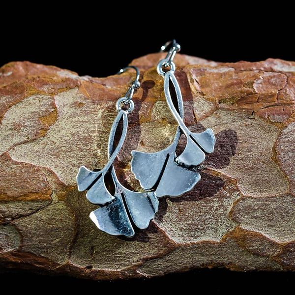 

simple style boho ginkgo crochet earrings plant leaf hook drop earrings for women fashion leaves dangle jewelry wholesale d342, Silver