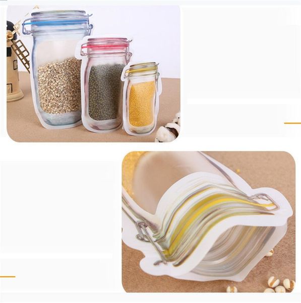 

mason jar bottle bag nut candy cookie bag sealing pack diy fresh food storage bag snack zipper sealed kitchen storage bags h2101