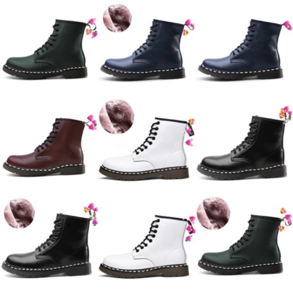 

2021 large supply classic genuine leather 1460 boots ankle crystal sole martin mens women womens fur snow martins 6/8-hole boots doc 34-4#52, Black