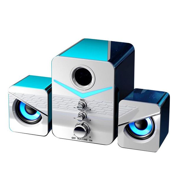 

combination speakers 3pcs computer speaker blue led surround sound subwoofer music for lappc phone stereo bluetooth 5.0 loudspeaker