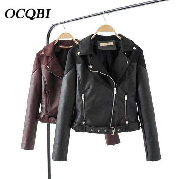 

2021 women coat and jacket fashion casual streetwear bomber motorcycle pu jacket spring and autumn, Black;brown