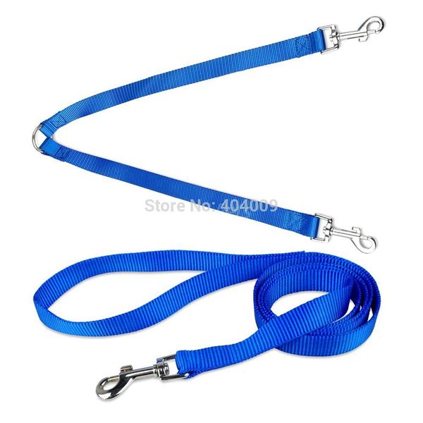 

nylon strap, 4 colors, 3 sizes, 48 inch long, 2-way, dual dog coupler, walking belt, lead sleeve