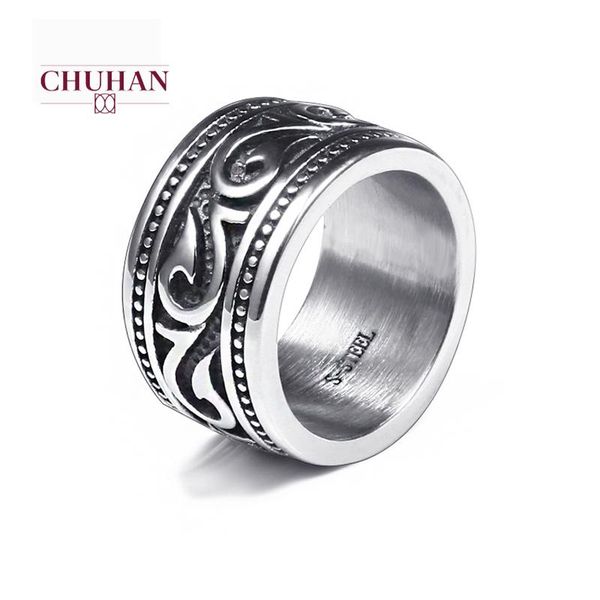 

cluster rings chuhan fashion creative jewelry rattan leaf pattern simple vintage men's ring stainless steel titanium men c212, Golden;silver